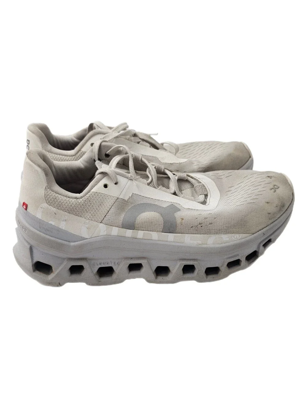 On Running Cloudmonster 1 White Glacier Graphic Spellout Max Cushion Womens 6.5